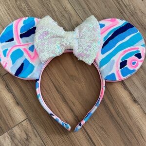 Lilly Pulitzer Pink and Blue Mouse Ears Headband